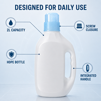 Botella de Detergente para Ropa Ecológica de 2L, HDPE, con Tapa Blanca de Rosca en PP o PET, para Limpieza del Hogar, Venta al Por Mayor