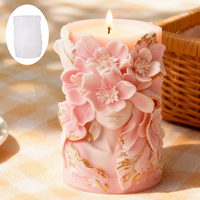 Moule à bougie en colonne avec motif de fleurs de déesse, motif de vagues, de fleurs et de papillons, moule d'aromathérapie, décoration d'intérieur, moule en plâtre