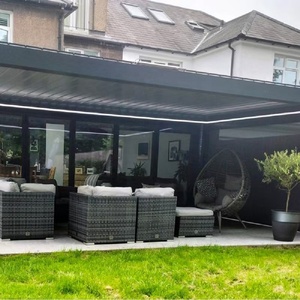 2-20% de réduction gazebo à louvre motorisé extérieur pavillon en métal auvent arrière-cour découverte pergola attachée qui s'ouvre et se ferme - Product Image 1