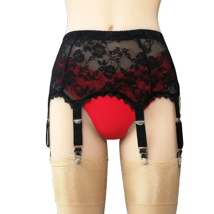 Damen Sexy Dessous Plus Size Spitze Strumpfband Hosenträger Transparente Unterwäsche Verstellbarer Zweireiher Taillen gürtel Für Strümpfe