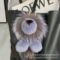 Peluche Lion Mignon en Vraie Fourrure de Raton Laveur et Lapin Rex, Jouet en Peluche, Ornement à Suspendre au Sac pour Bébé, Style Haut de Gamme Fait Main, 31-50cm, Tendance