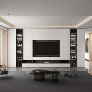 Modern Wood LCD <b>TV</b> Stand Set with Storage Cabinets for Living Room <b>Wall</b>-Mounted <b>TV</b> Cabinets - Product Image 1
