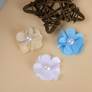 Accesorios para el Cabello con Flores de Tela y Perlas de 3cm, Hechos a Mano para Ropa, Zapatos, Bolsos, Uso Casual, Primavera 2025 - Product Image 2