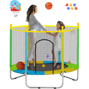 Children's Hexagonal Blue Metal Bounce Bed with Safety Net Solid Pattern for Indoor Use 19-24M Baby Jump <b>Trampoline</b> China - Product Image 1
