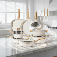 CAROTE Ensemble de batterie de cuisine 26 pièces, design classique, revêtement antiadhésif multicouche, compatible induction, comprenant poêles, casseroles et poêles grill