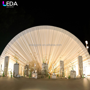 LEDA Wedding Decor Supplies Modern New Arrival Outdoor Semi-circular Metal White Fan-shaped Fabric <b>Backdrop</b> - Product Image 4