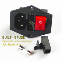 C14 prise de courant fusible unique KCD4 25x30mm interrupteur de lumière Type à vis 3 prises ca en laiton 10A évalué CCC CB TUV CE KC pour certifié