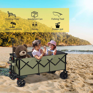 Carrito de playa plegable para acampar, carrito de vagón plegable para exteriores de alta resistencia - Product Image 3