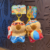Porte-clés en peluche Capybara, mignon, créatif, original, style dessin animé, thème vacances à l'île, pendentif de sac à dos pour femmes
