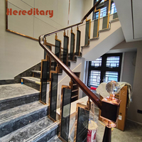 Nouveau design rose glod en acier inoxydable balustrade en verre escaliers en acier inoxydable rampes d'escalier pour villa maison