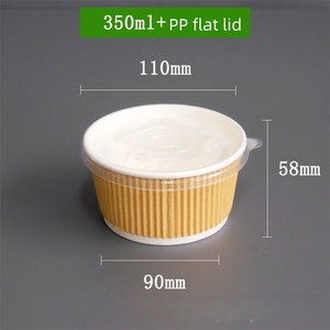 Custom-printed logo disposable paper plates bowls paper with lid <b>takeaway</b> food packaging Corrugated Black - Product Image 2