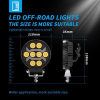 Luz de Trabajo LED Redonda de 4 Pulgadas, 8 LED, Blanco Ámbar, Doble Color, Lámpara de Conducción Todoterreno Impermeable para Camioneta, SUV, ATV, Jeep