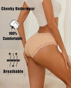 Braguitas de bikini sexys de <span class=keywords><strong>encaje</strong></span> para mujer, talla grande, de algodón y elastano, estilo hipster con logo <span class=keywords><strong>en</strong></span> la cintura - Product Image 3