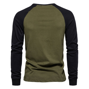 T-Shirt a <span class=keywords><strong>Maniche</strong></span> Lunghe Raglan da <span class=keywords><strong>Uomo</strong></span>, <span class=keywords><strong>Felpa</strong></span> con Collo Tondo, Magliette Basiche con Logo Personalizzato, Taglie EU/US, 100% Cotone Lavorato a Maglia, Ecologico - Product Image 4