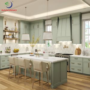 도매 조립 준비 녹색 주방 캐비닛 단위 럭셔리 태국 공장 전체 주방 캐비닛 세트 - Product Image 1