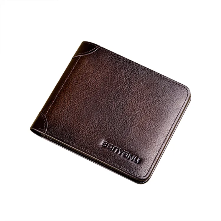 Wallet men's short leather ultra thin new simple retro large capacity dollar clip