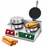 Machine commerciale à double tête multifonction pour cornets de crème glacée et rouleaux de poulet croustillants, en acier inoxydable, avec double contrôle de température