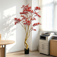 Arbre d'érable artificiel en plastique, plante en pot bonsai avec feuillage réaliste et plumeux, décoration moderne pour la maison, respectueuse de l'environnement, plusieurs couleurs