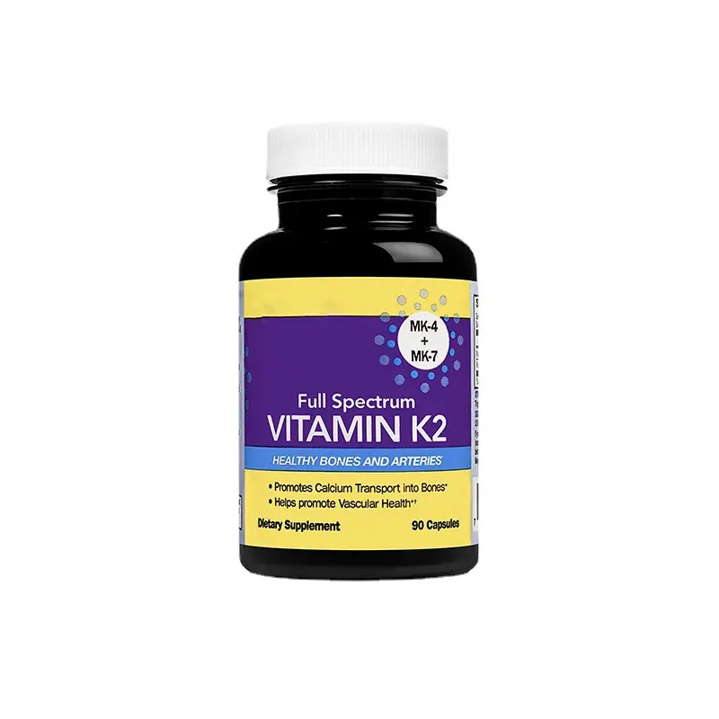 Cápsula OEM personalizable de dos formas de vitamina K2 de espectro completo para huesos y arterias sanas, para una mayor salud de los huesos y de las arterias, y para una mayor salud de los huesos y de las arterias.
