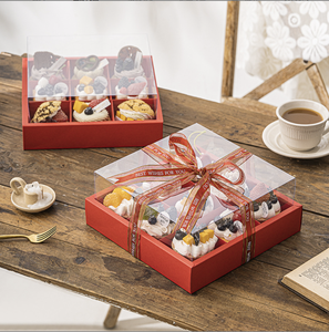 Cupcake Cake <span class=keywords><strong>Box</strong></span> Donut Macaron Postre Embalaje personalizado con ventana Caja de papel Kraft Ecológico 4 /6/9Cup Food Carton - Product Image 1