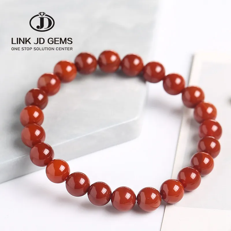 Braccialetto di perline di pietra di agata rossa cinese braccialetti di agata rossa naturale da 8mm per le donne braccialetti e braccialetti fortunati e audaci