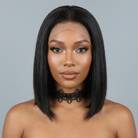 Perruque de cheveux Remy vietnamiens bruts Super Double Drawn, modèle Bob ultra-lisse 12A, brun clair, pour Lace Front sans colle 13x4, adaptée à toutes les perruques Lace.