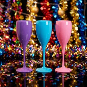 Verres à vin incassables en plastique PP, coupes à champagne colorées pour fêtes, promotionnelles, écologiques, jetables, portables, vaisselle moderne - Product Image 1