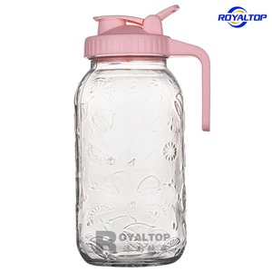 Recipiente de Vidrio Resistente para Remojar Frutas, Hermético y a Prueba de Fugas, Jarra de Vidrio Tipo Mason de 32 oz/64 oz para Limonada con Tapa y Asa Vertedora - Product Image 1