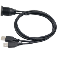 Pour voiture bateau moto noir rond double USB 2.0 panneau encastré câble étanche