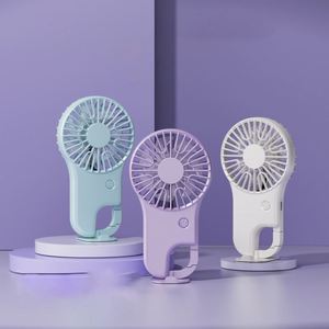 LOGO Customize Electric Portable USB Rechargeable Battery Handheld Mini Fan <b>Hook</b> 3-Speed Foldable Box Design Car Outdoor Use - Product Image 2