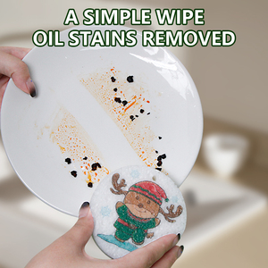 Éponge à vaisselle en coton de pulpe de bois imprimée avec un motif de Noël, biodégradable, pour nettoyer les casseroles et les poêles de cuisine - Product Image 3