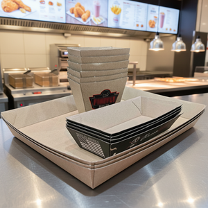 Boîtes à emporter en carton ondulé personnalisées pour les grands burgers et les dîners en <span class=keywords><strong>famille</strong></span> - Product Image 5
