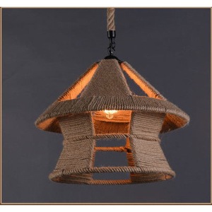 Lámpara colgante redonda de una sola cabeza con cuerda de cáñamo estilo industrial retro, E27 LED, para hotel, cafetería, bar, cafetería, accesorio de iluminación. - Product Image 3