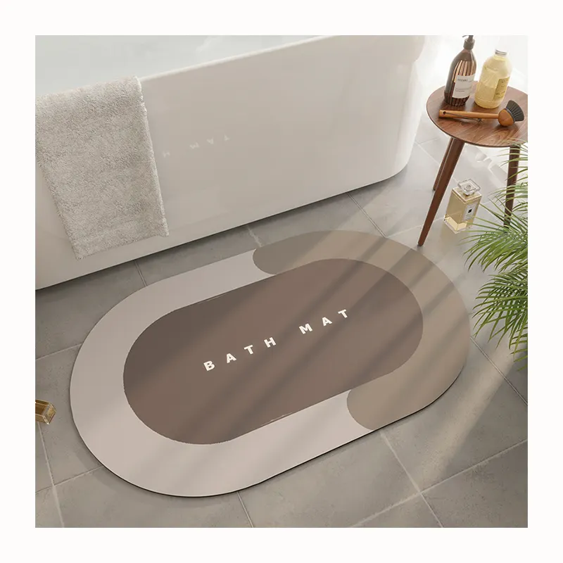 Home Decoration 40*60CM Oval Diatomite Non Slip Washable Bathroom Floor Carpet Rugs Absorbent Shower Bath Mat