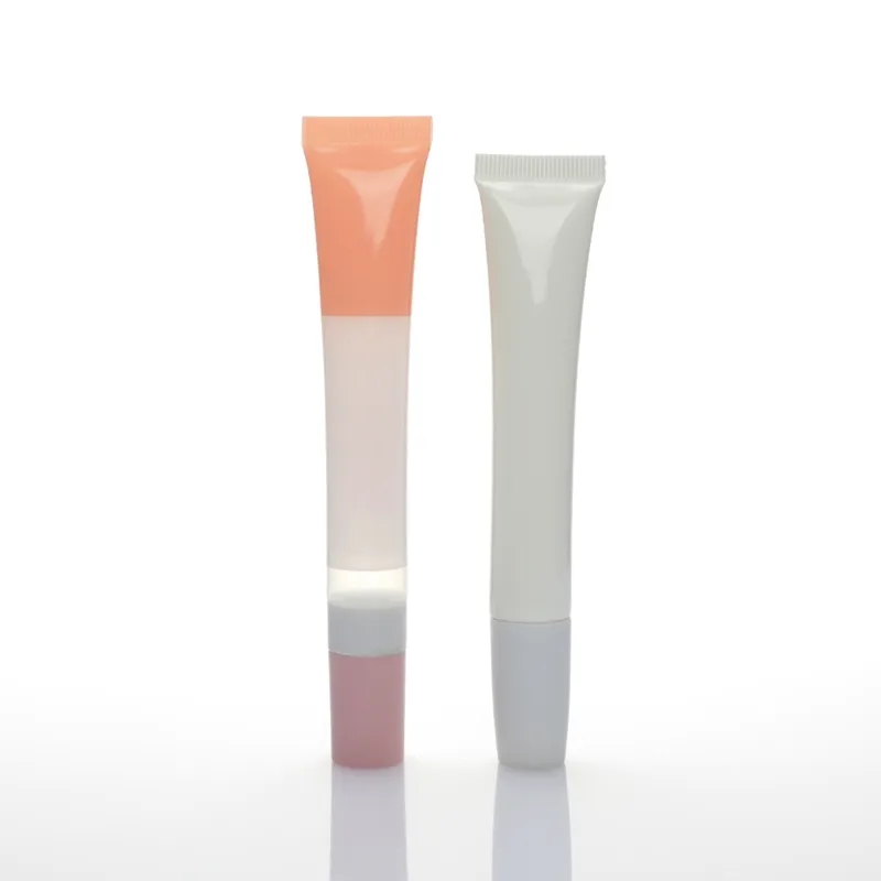 Großhandel individualisierte leere Kunststoff-Einpresse Lipgloss Augencreme-Lotionsrohr mehrfacher Bürstenkopf weiche Kosmetikverpackung schlankes Rohr