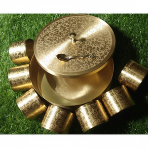 Boîte à épices en laiton de qualité supérieure avec conteneurs et cuillère gravée ronde Masala Dabba/boîte de rangement de fruits secs article cadeau de luxe OEM/ODM - Product Image 1