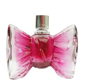 Botella de perfume de cristal con forma única de mariposa, 100ml, con tapa de plata