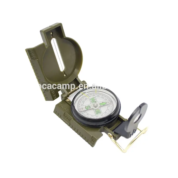Portable Army Green Plastic Multifunctional Lensatic Compass Pocket-Carrying Survival Guide Pointer Dial Display Outdoor