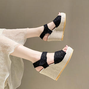 QLFashion semelle épaisse talon haut nouveau été européen et américain décontracté femmes chaussures string gâteau 2025 Explosions Wedge 917 - Product Image 3