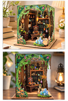 Modèle miniature en bois personnalisé à faire soi-même, scène miniature 3D stéréo, librairie jungle, décoration de bureau