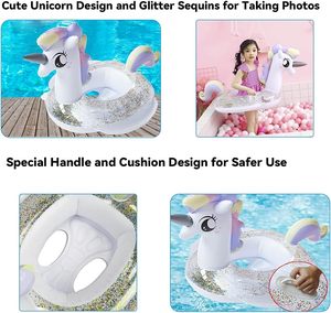 Flotador Inflable de PVC con Asiento de Seguridad para Niños, Diseño de Unicornio Brillante - Product Image 2