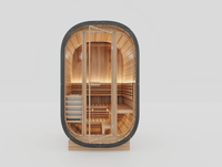 Sauna infrarouge extérieur moderne pour 2 personnes avec panneau de commande numérique et fenêtres de traversée en bois massif pour appartement ou chambre