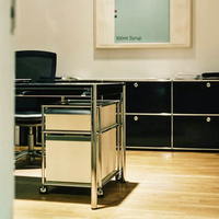 H&W HOME Meuble de Rangement Modulaire à Roulettes avec Tiroirs en Acier Inoxydable, Chariot Mobile pour Bureau, Maison, Cuisine, Chambre, Support d'Imprimante