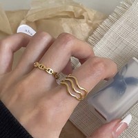 SSeeSY Design personnalisé bijoux de mode personnalité irrégulière non ternie bague en acier inoxydable plaqué or 18K pour hommes femmes