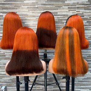 Perruque en <span class=keywords><strong>cheveux</strong></span> humains vietnamiens bruts de haute qualité couleur vin, super double drawn, avec dentelle transparente, ultra-lisse - Product Image 2