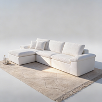 Trend-Lounge Ecksofa mit geteiltem Rückenteil, tiefem Sitzbereich und umkehrbarer Chaiselongue, fester Schaumstoffpolsterung für Wohnzimmer und Apartment