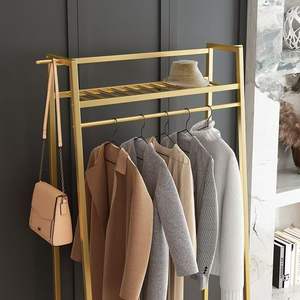 Perchas modernas simples <span class=keywords><strong>de</strong></span> doble poste <span class=keywords><strong>para</strong></span> dormitorio, <span class=keywords><strong>colgar</strong></span> <span class=keywords><strong>ropa</strong></span>, chaquetas, faldas, camisas, suéteres, percheros dorados - Product Image 3