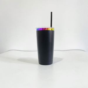 Vaso Térmico Holográfico Blanco y Negro de 20 oz, Taza de Café de Acero Inoxidable con Recubrimiento Arcoíris - Product Image 3