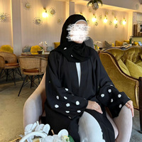 Sharut disesuaikan XXL Dubai Abaya wanita Kimono Linen mewah bagian belakang terbuka lengan bordir bunga panjang gaun Lebaran Turki sederhana
