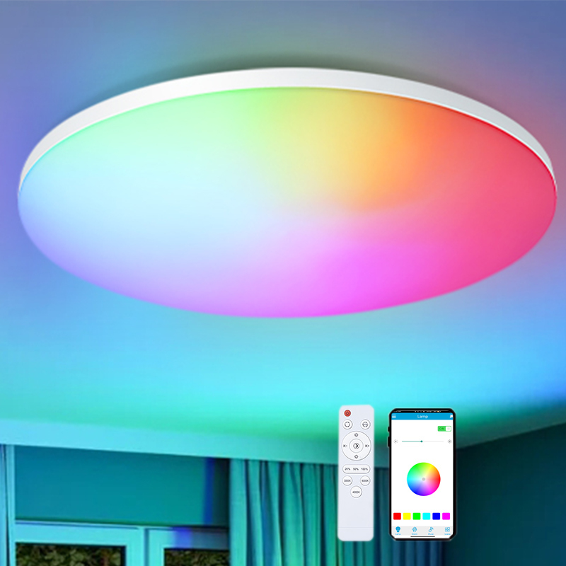 Modern RGB CCT Color Smart LED Ceiling Light I-Link & BT App Running Lights with Remote Control Dimmable for Room Use